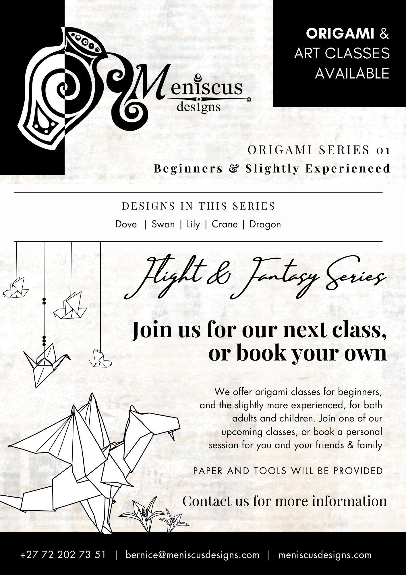 Meniscus Designs Classes – Origami – 1.1